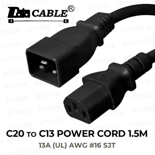 LQD C20 to C13 Power Cord 1.5M 13A M/F Connector for Computer Monitor HDTV Server UPS PDU 1.5 meters