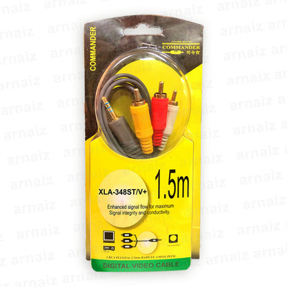 LQD XLA-348ST/V+ 3 RCA Plugs to 3.5mm Baby St. 4 Pins Plug Digital Video Cable 1.5 meters CD Amp TV