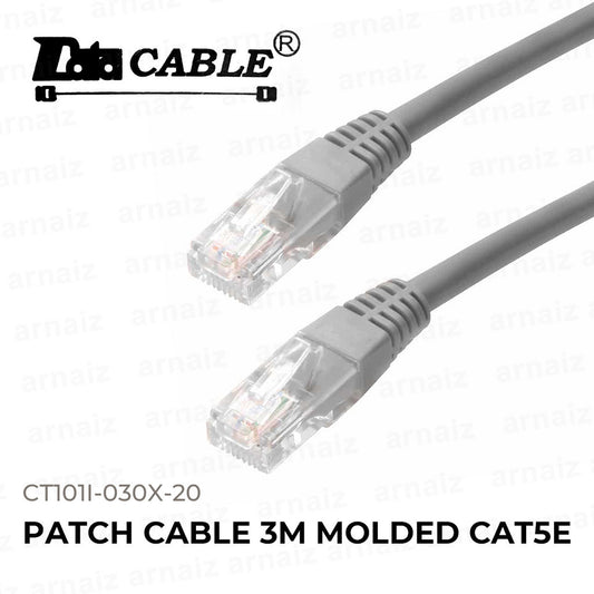 LQD Patch Cable Molded Cat5E 3 meters RJ45 UTP Network Gray CT101I-030X-20 3M