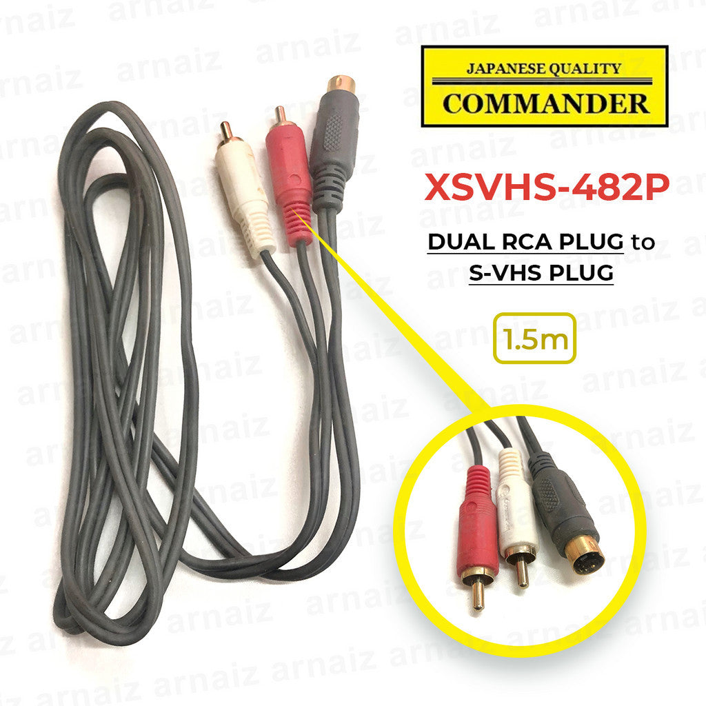 LQD XSVHS-482P Dual RCA Plug to S-VHS Plug Digital Audio Video Cable 1.5M DVD Computer TV Projector