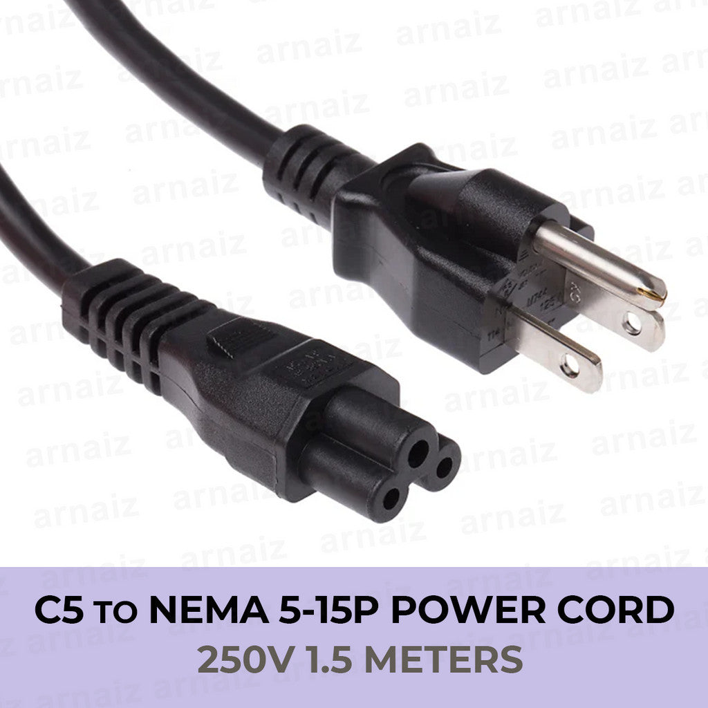 LQD C5 to NEMA 5-15P 3 Prong Power Cord 1.5 Meters 250V 10A Mickey Mouse Laptop Computer Printer