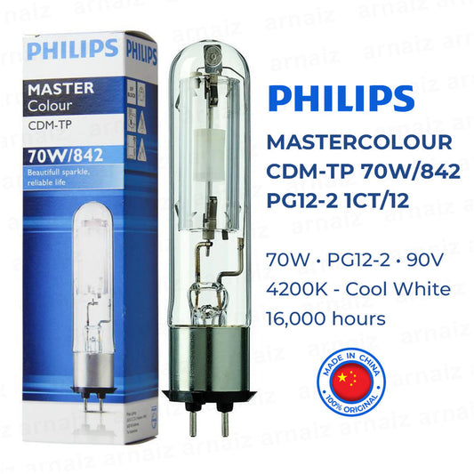 LQD Philips MASTERColour CDM-TP 70W/842 PG12-2 1CT/12 Universal Halogen Discharge Lamp