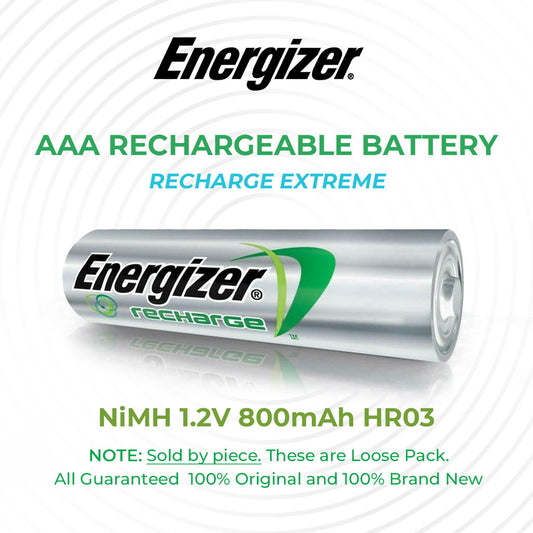 LQD Energizer AAA Rechargeable Battery (1 pc) HR03 Recharge Extreme 800mAh Loose Pack Batteries