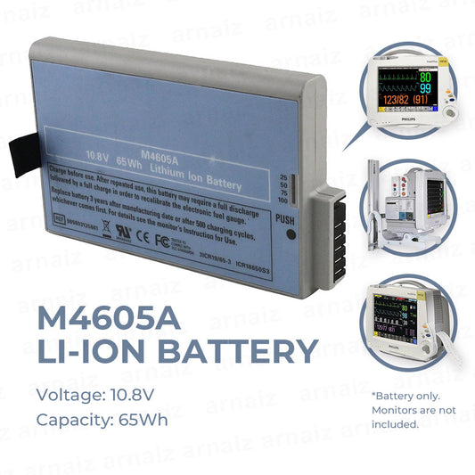 LQD M4605A Li-Ion Battery Replacement for Philips Intellivue MP MX Series Patient Monitor Lithium